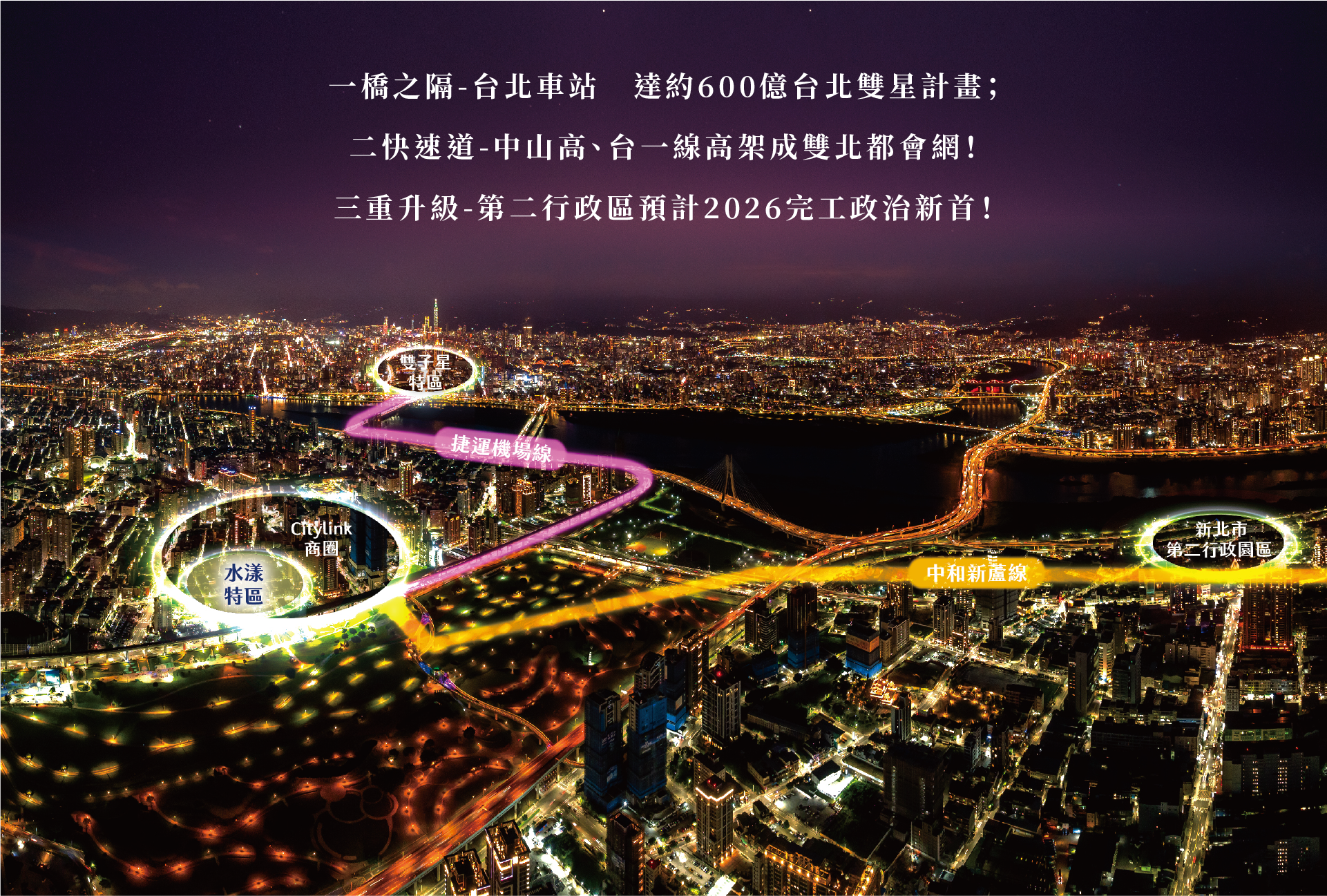 水漾特區 一橋之隔台北車站 二快速道 三重升級